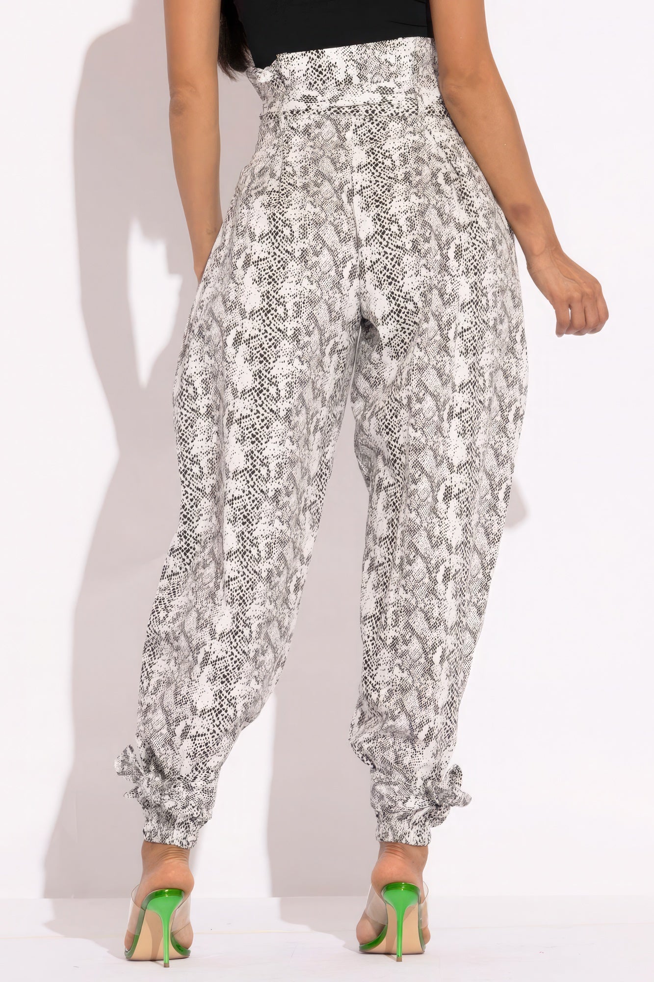 Snake Skin Printed Paper Bag Style Cargo Pants - ShopEasier