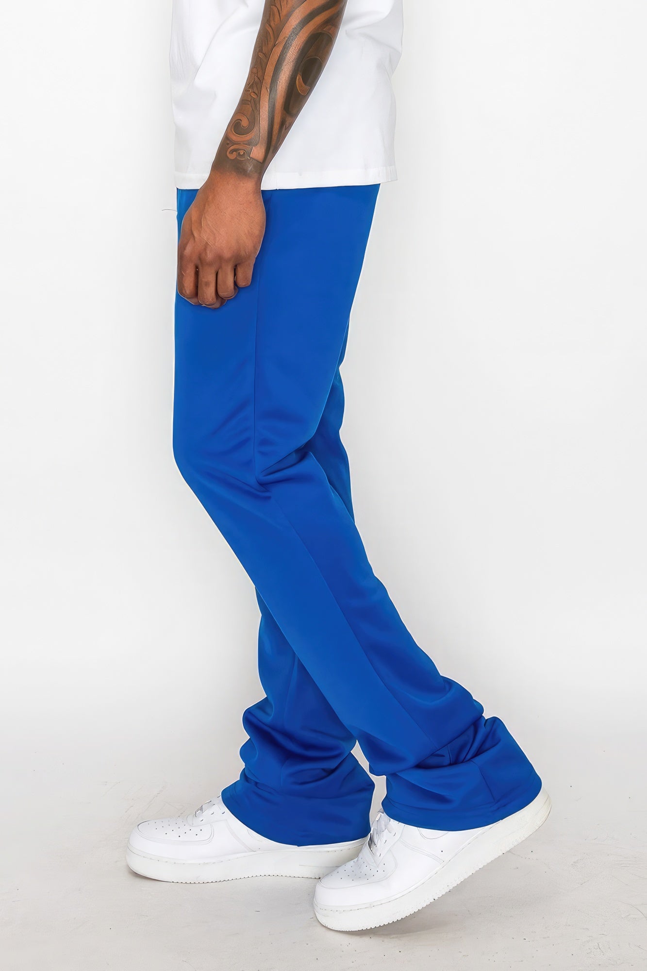 Royal Blue Flare Leg Stacked Sweatpants