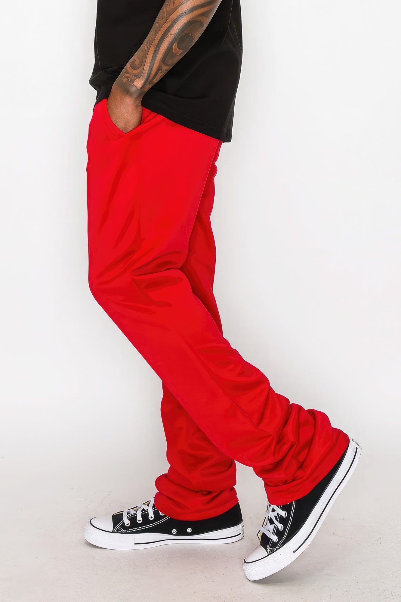 Red Flare Stacked Fit Sweatpants