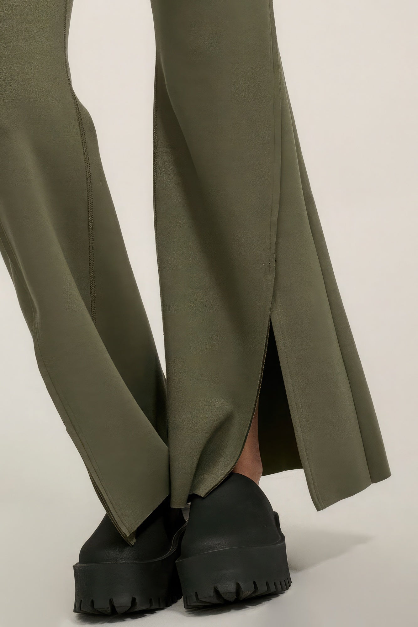 Solid Raw Edge Expose Seam Flare Pants - ShopEasier