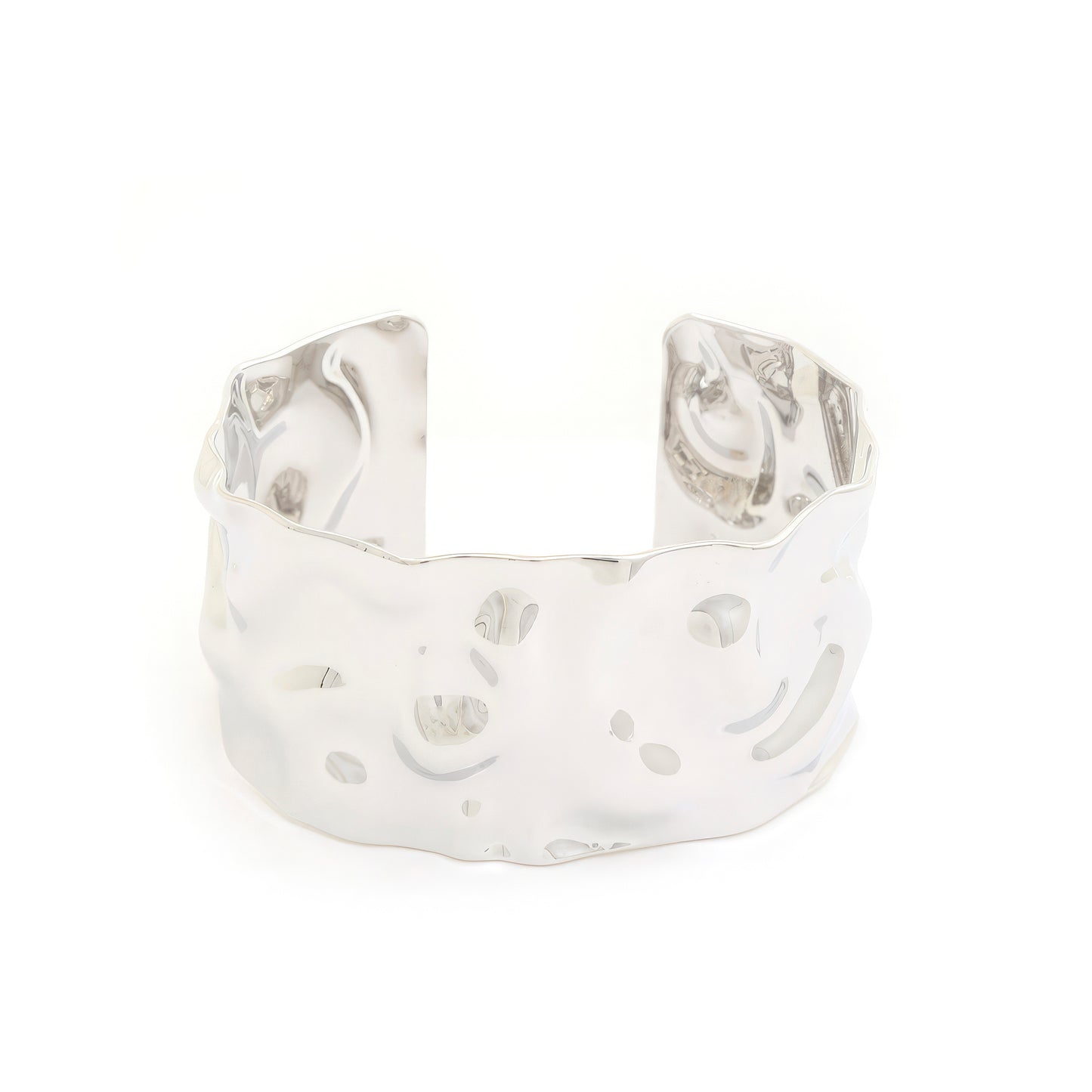 Wide Hammered Metal Cuff Bracelet - ShopEasier