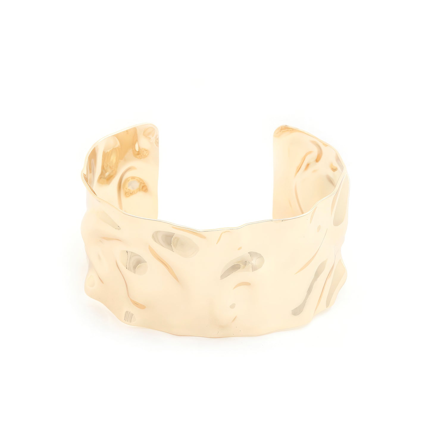 Wide Hammered Metal Cuff Bracelet - ShopEasier