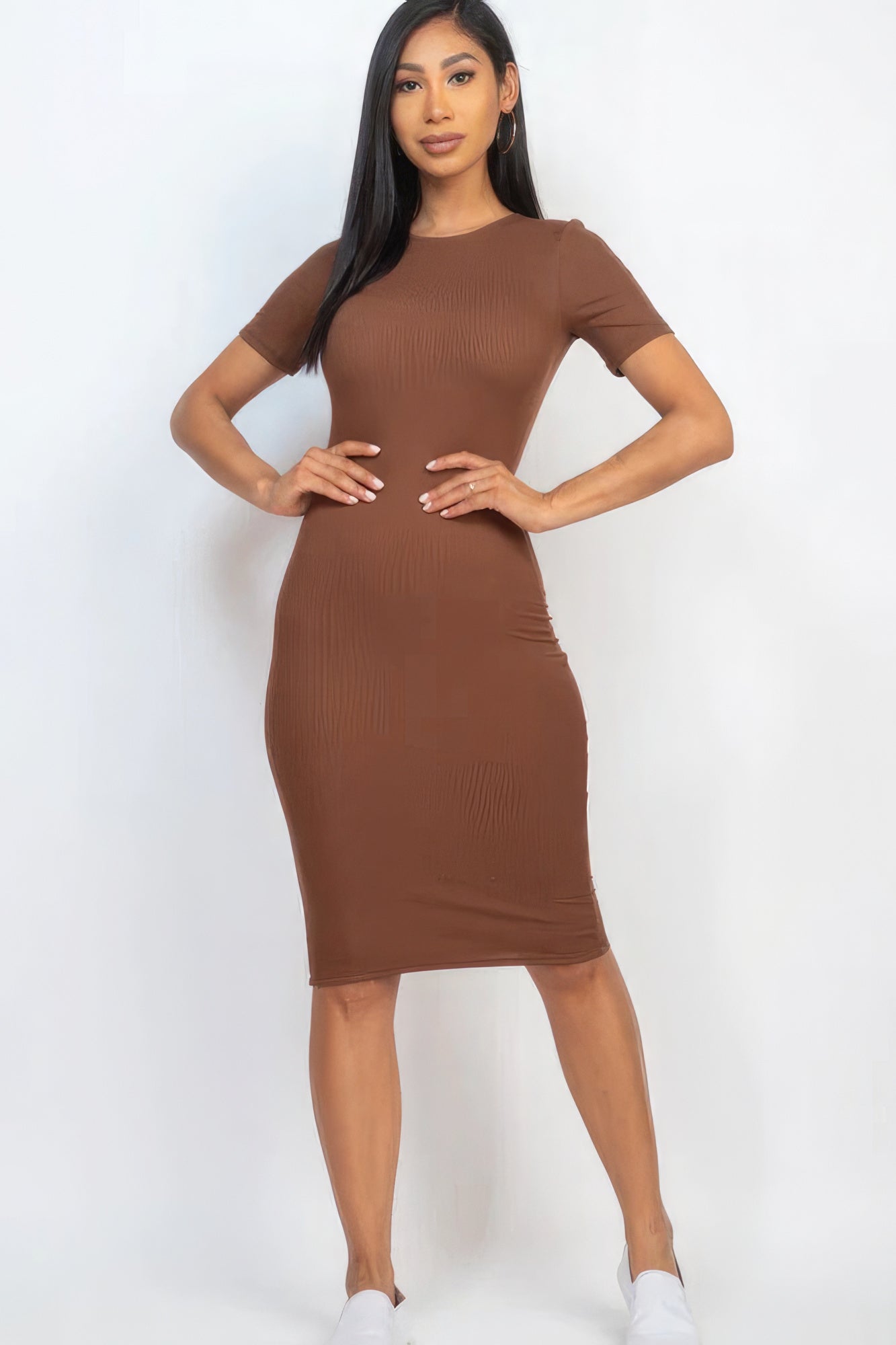 Ribbed Bodycon Midi Dress - ShopEasier