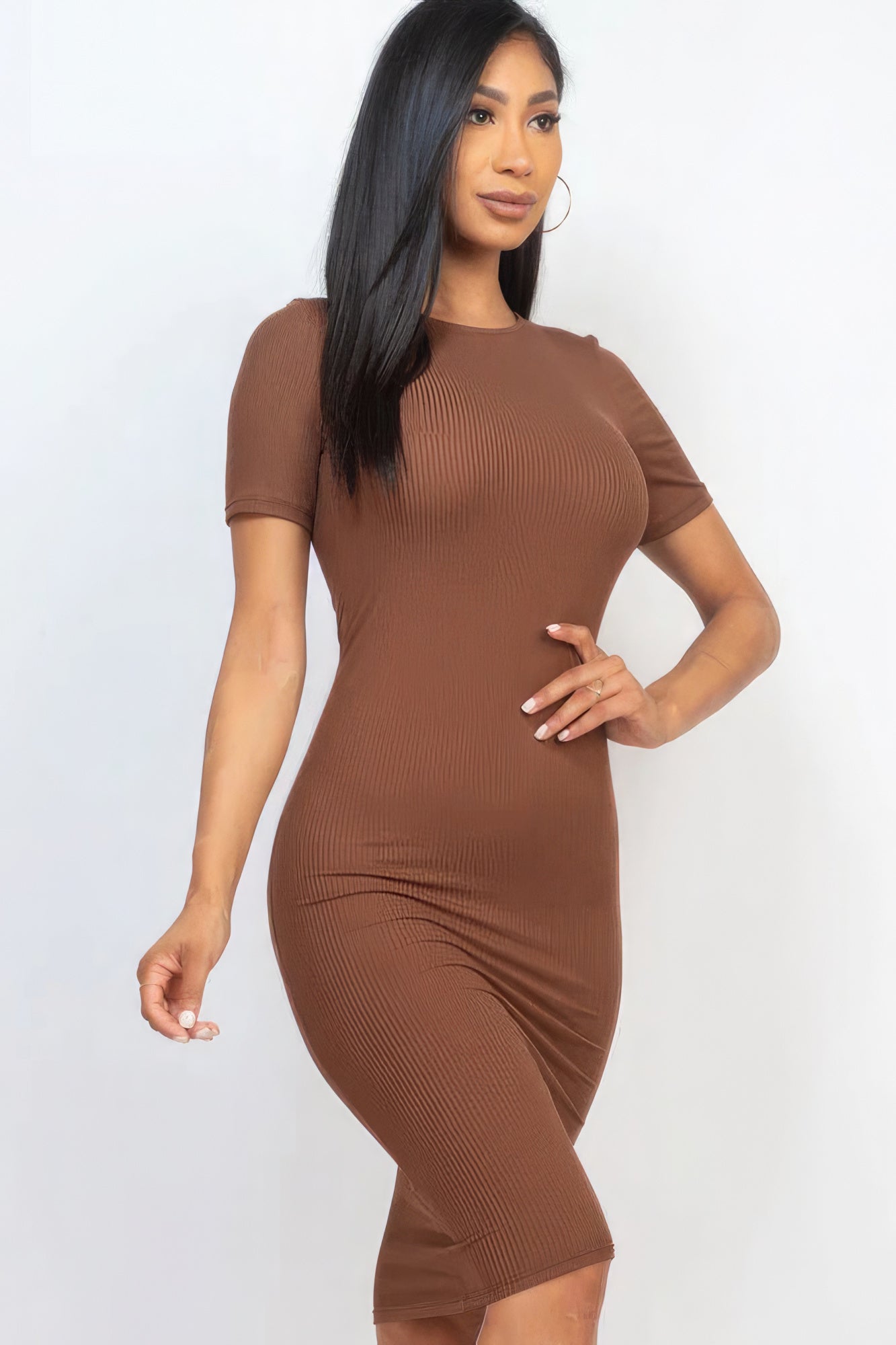 Ribbed Bodycon Midi Dress - ShopEasier