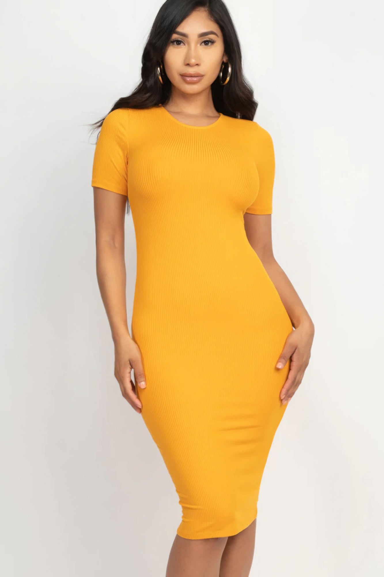 Ribbed Bodycon Midi Dress - ShopEasier