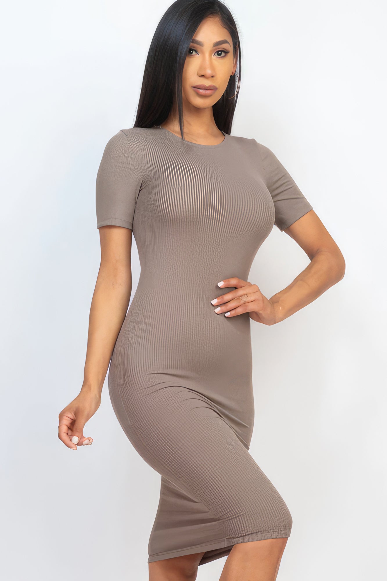 Ribbed Bodycon Midi Dress - ShopEasier