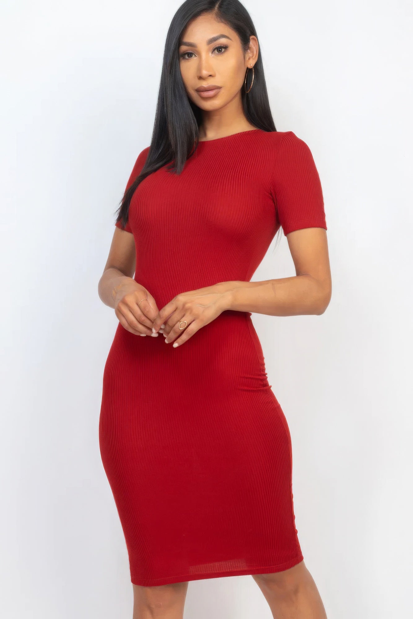 Ribbed Bodycon Midi Dress - ShopEasier