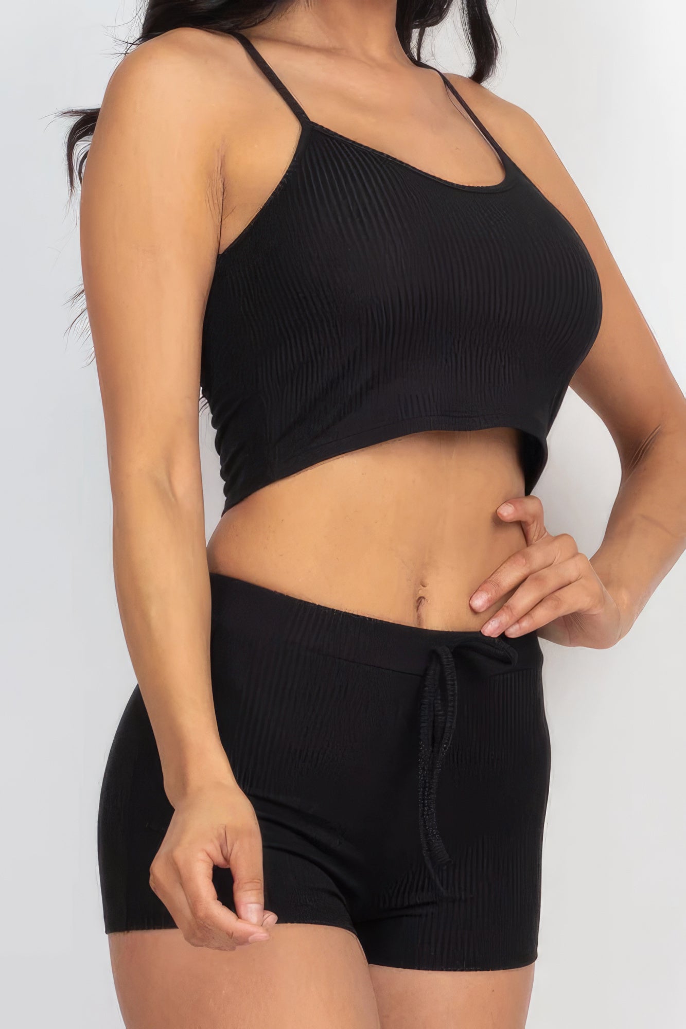 Ribbed Crop Cami Top & Shorts Set - ShopEasier