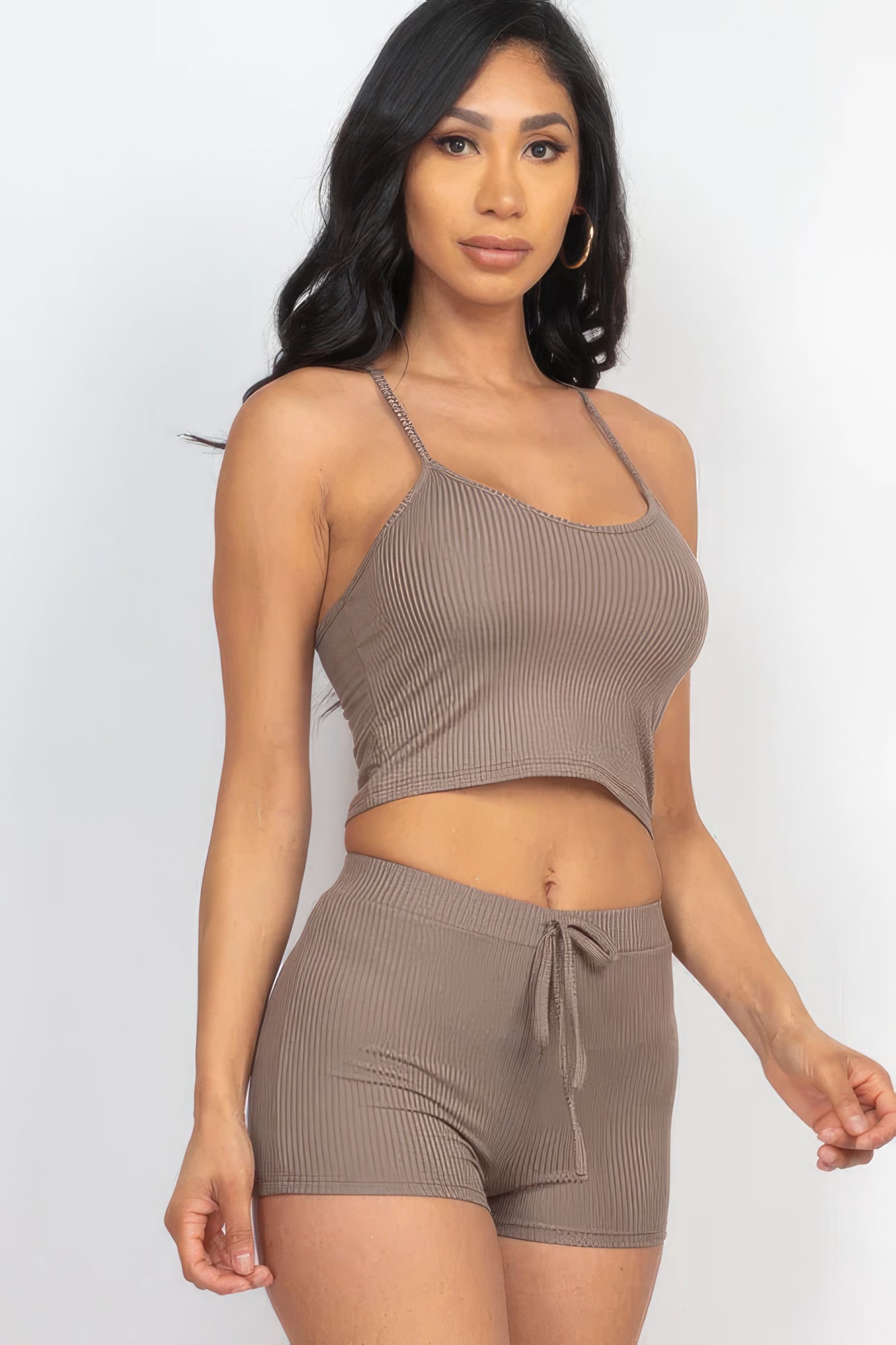 Ribbed Crop Cami Top & Shorts Set - ShopEasier