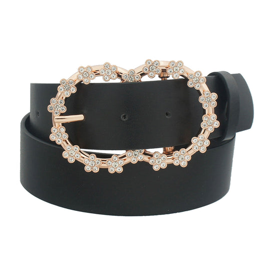 3d Rhinestone Flower Double Circle Belt - ShopEasier