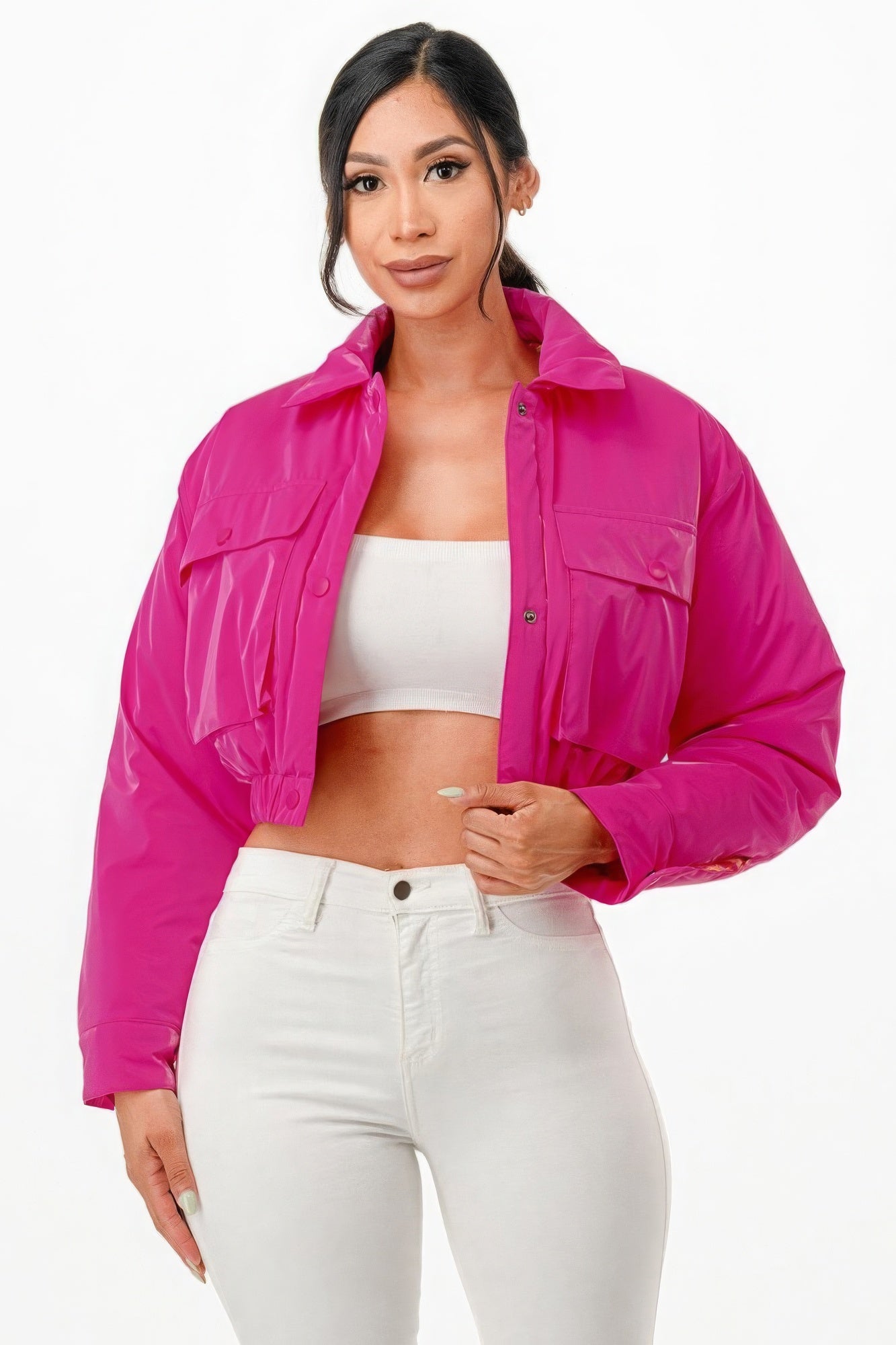 Shiny Puffer Bomber Jacket - ShopEasier