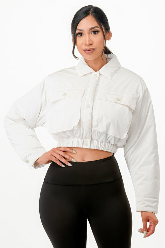 Shiny Puffer Bomber Jacket - ShopEasier