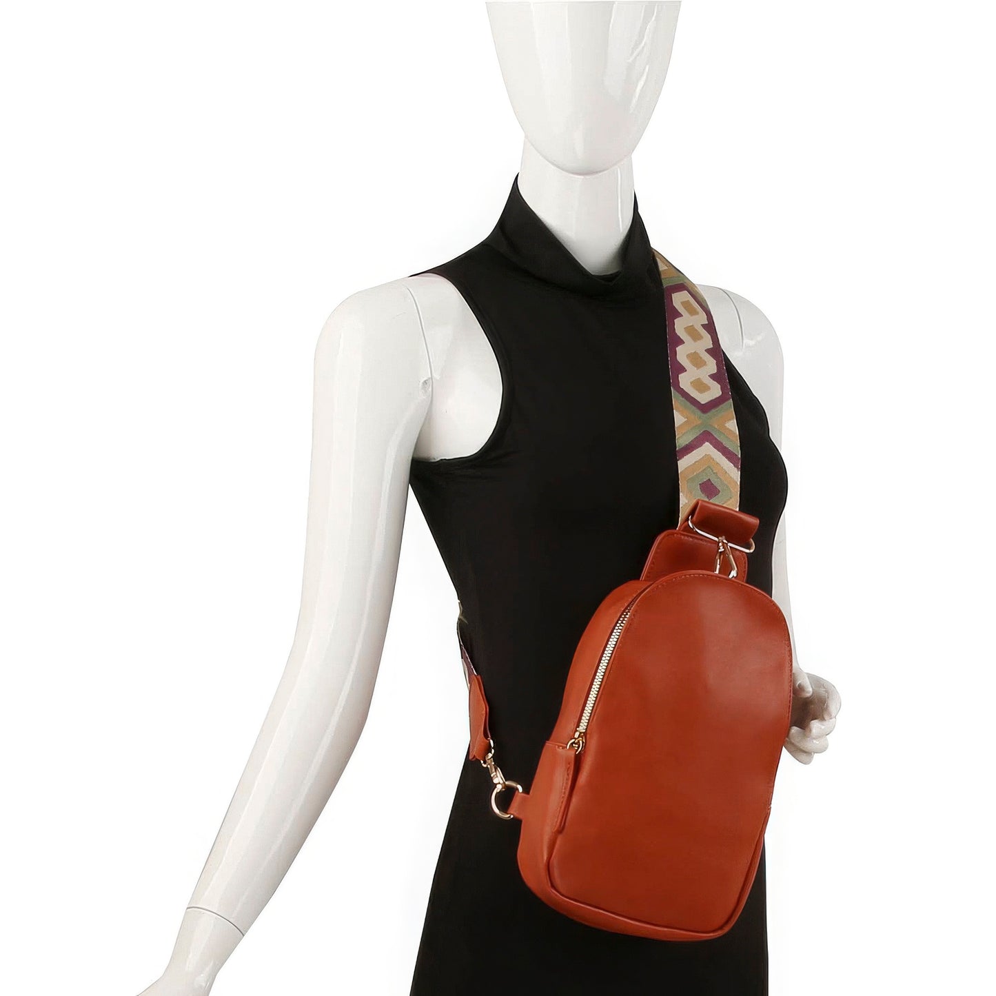 Smooth Zipper Sling Crossbody With Guitar Strap - ShopEasier