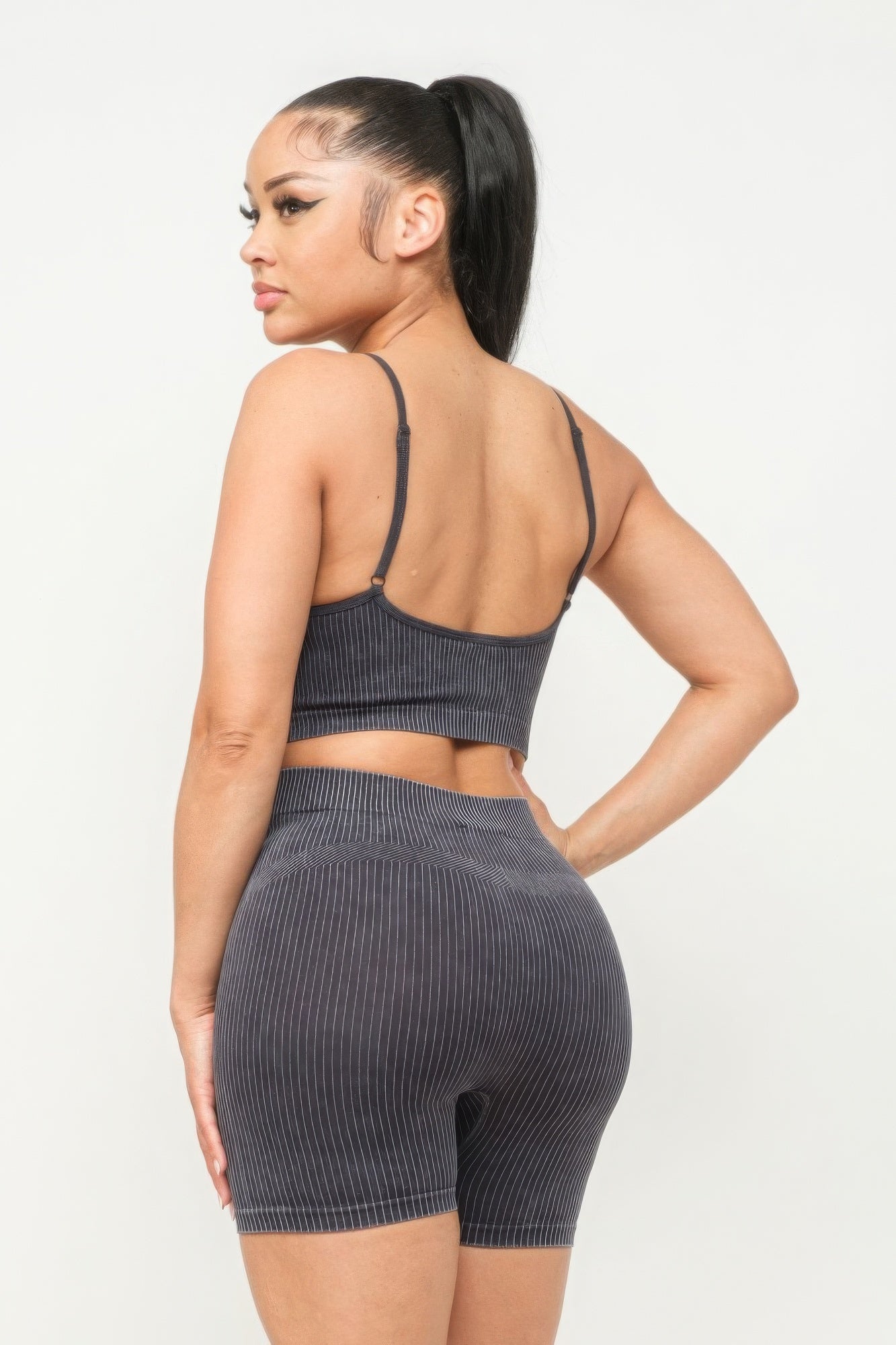 Washed Seamless Basic Tank Top And Shorts Set - ShopEasier