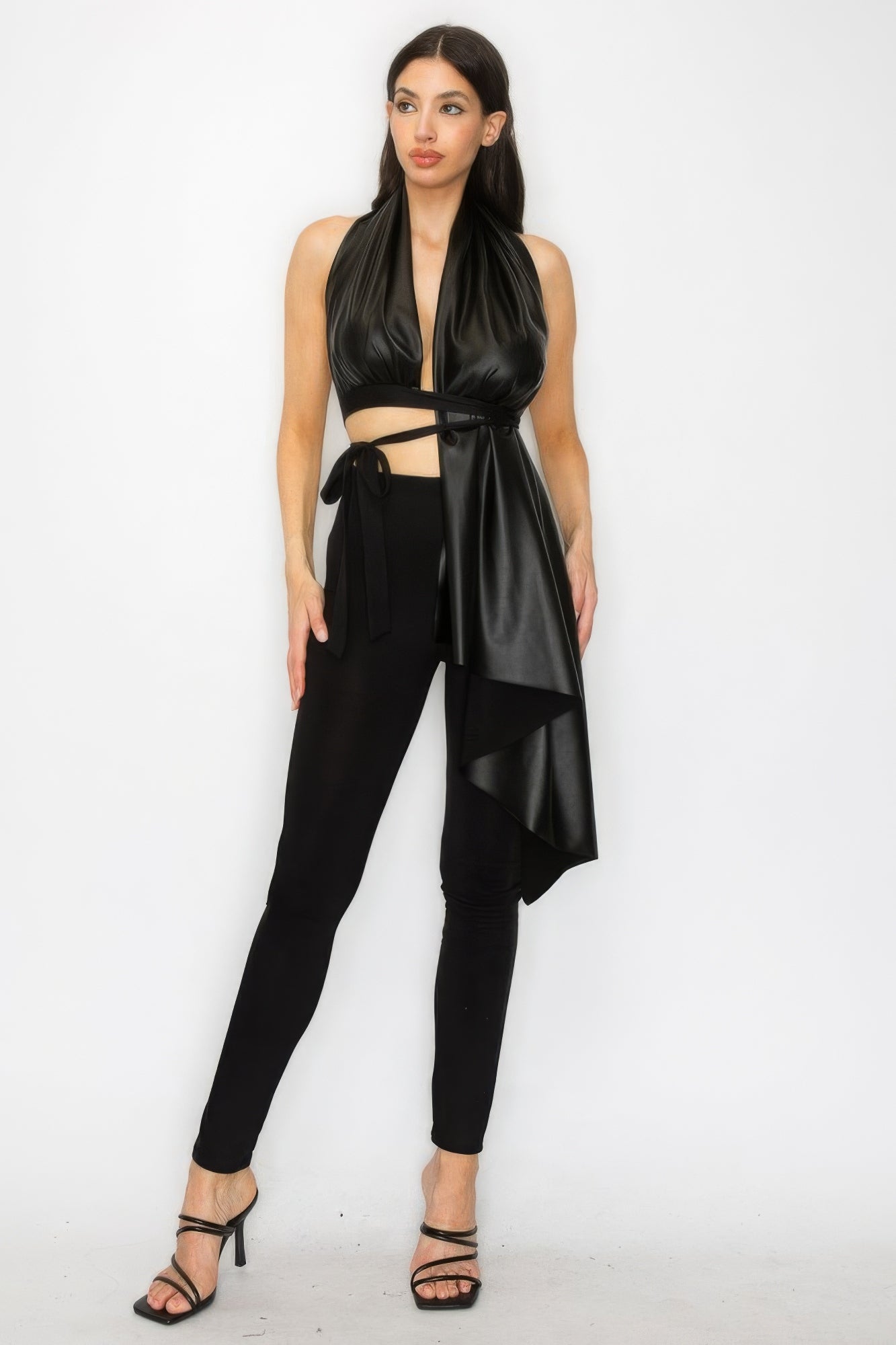 Faux Leather Top Pants Set - ShopEasier