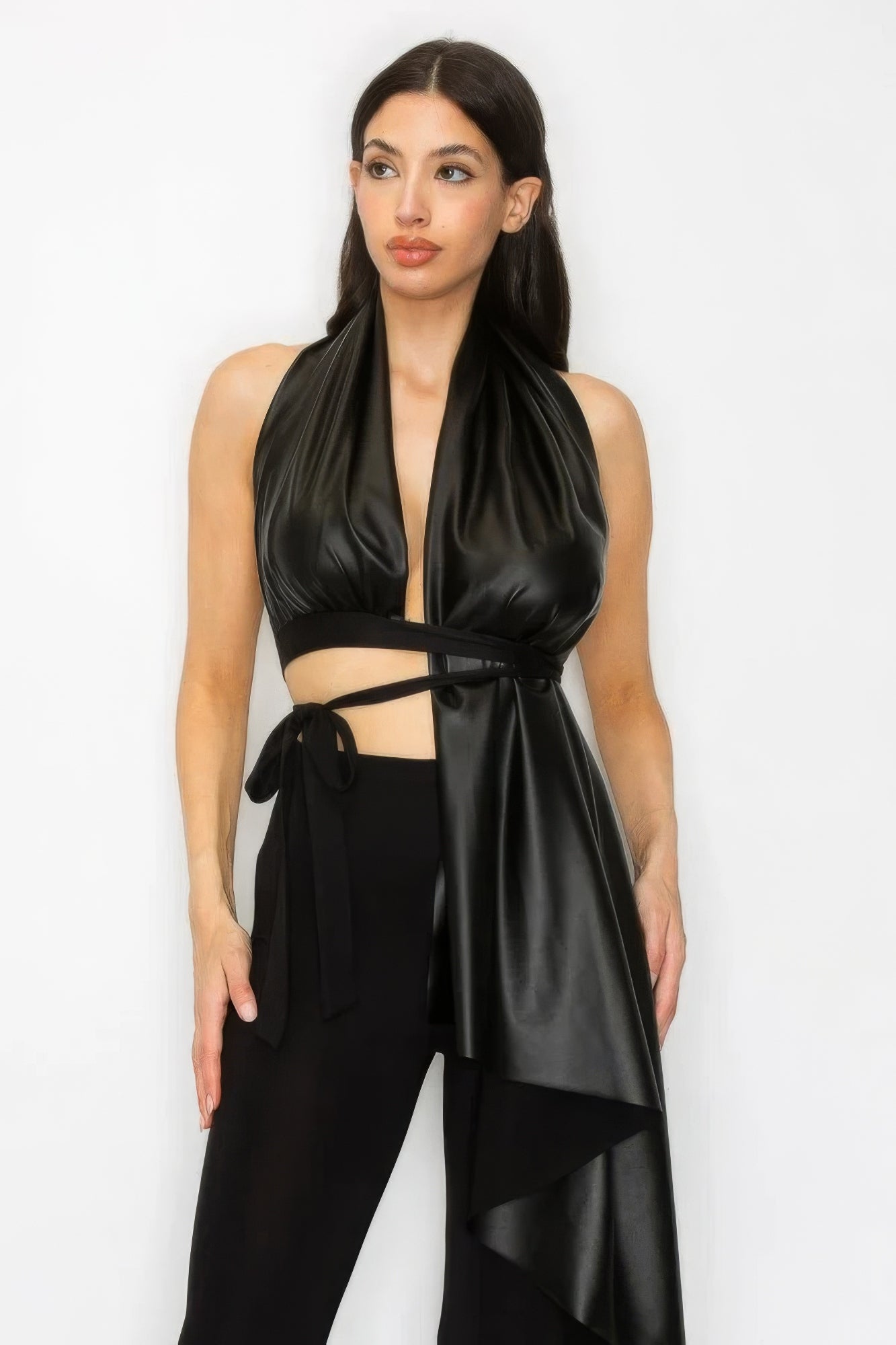 Faux Leather Top Pants Set - ShopEasier