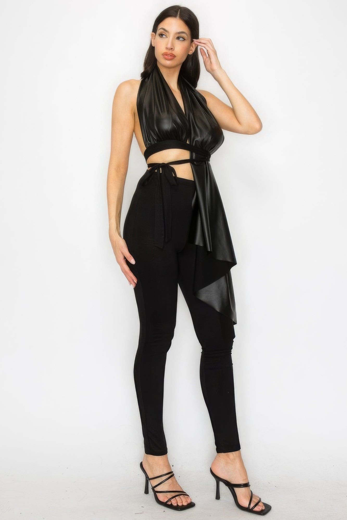 Faux Leather Top Pants Set - ShopEasier