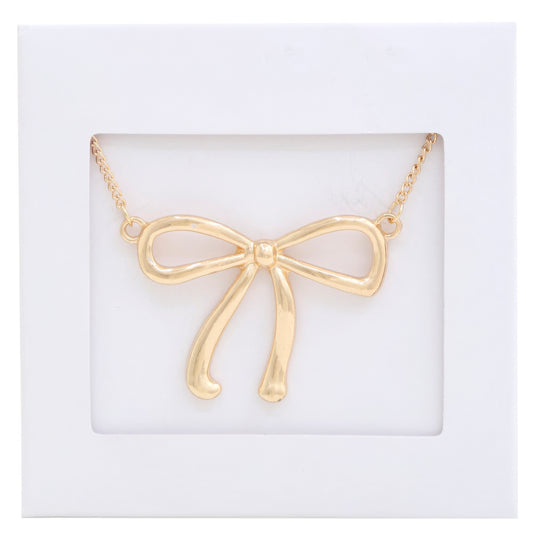 Bow Pendant Metal Necklace - ShopEasier