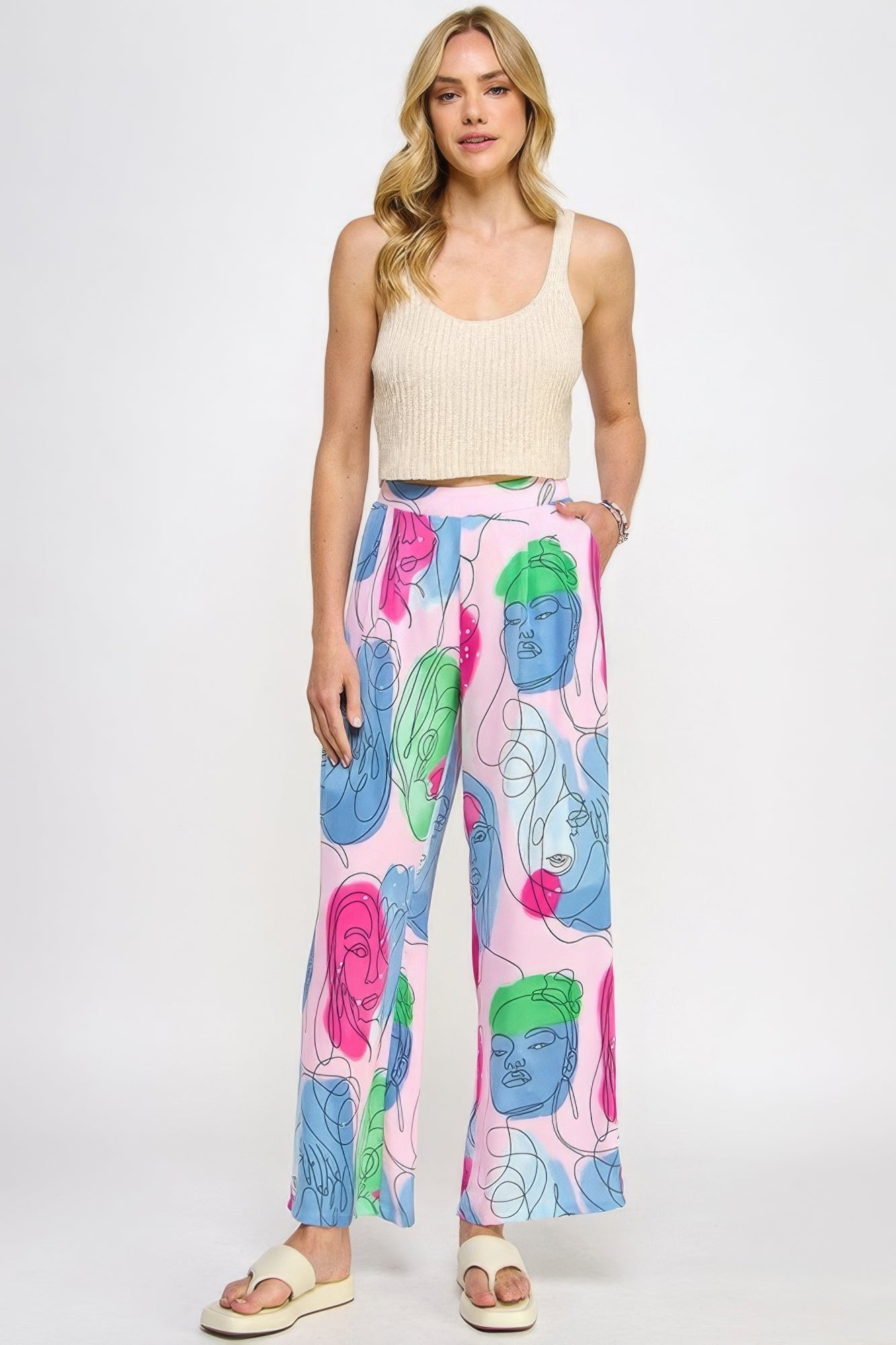 Printed Wide Leg Pant With Elastic Back - ShopEasier