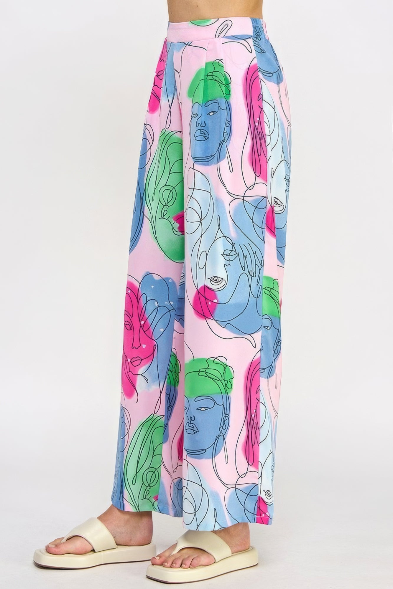 Printed Wide Leg Pant With Elastic Back - ShopEasier