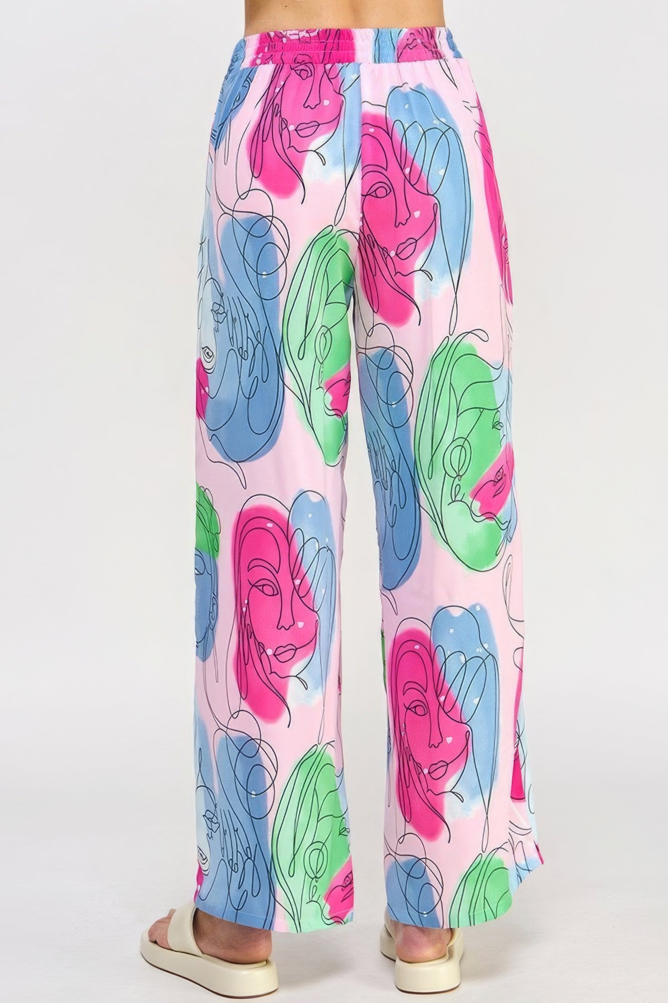 Printed Wide Leg Pant With Elastic Back - ShopEasier