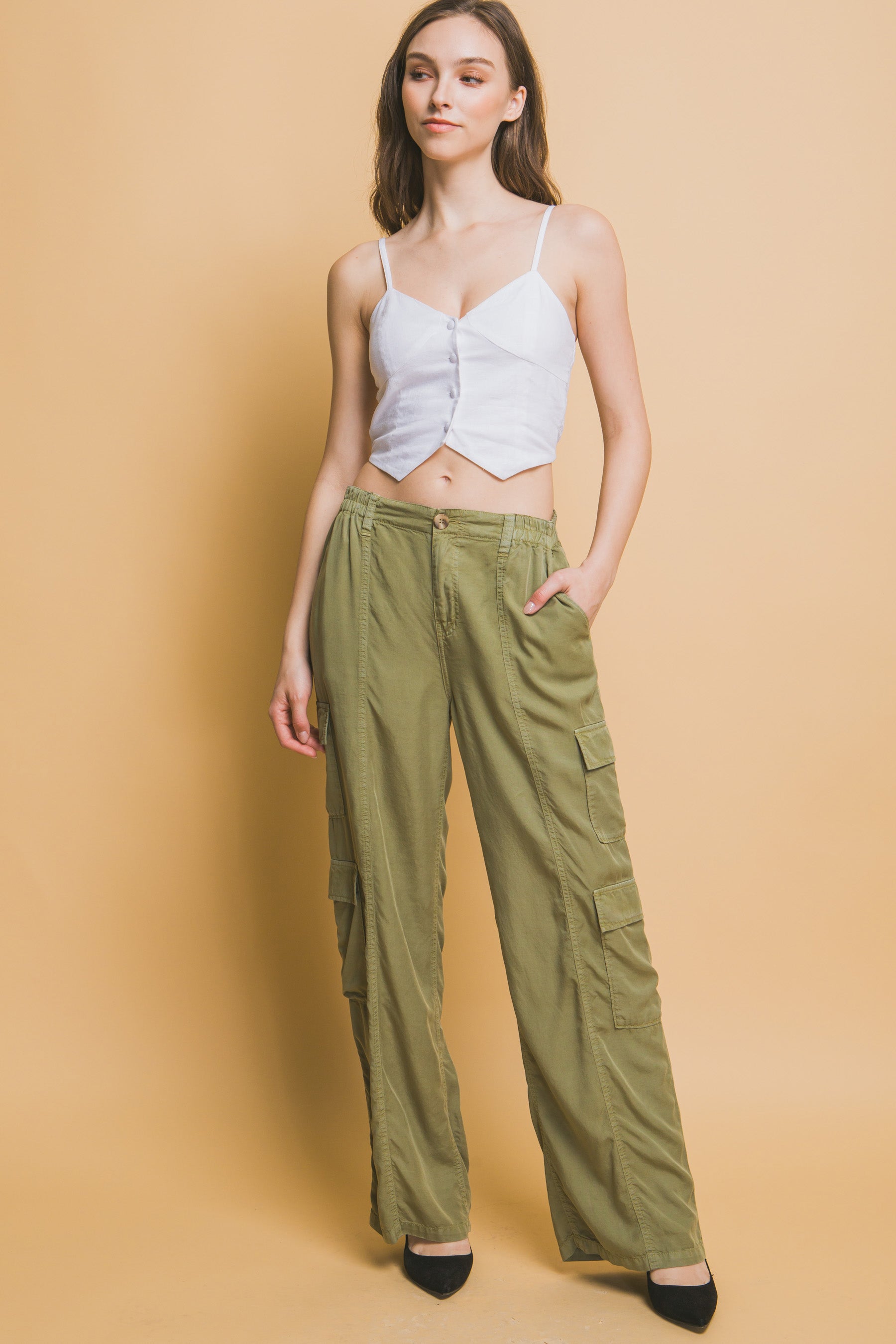 Full-length Tencel Pants With Cargo Pockets - ShopEasier