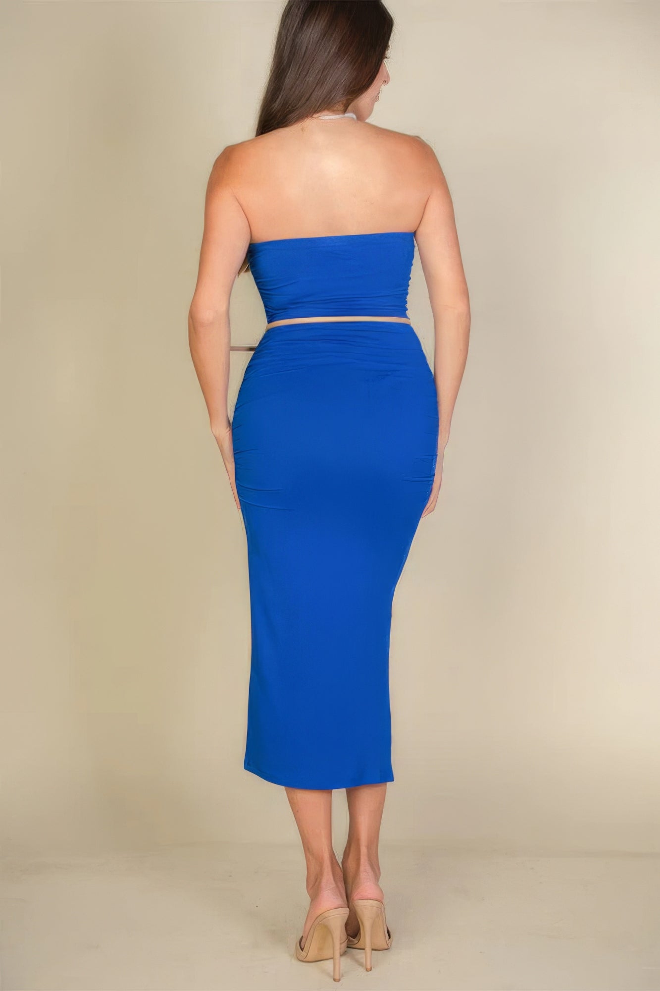 Solid Bodycon Split Hem Tube Dress - ShopEasier