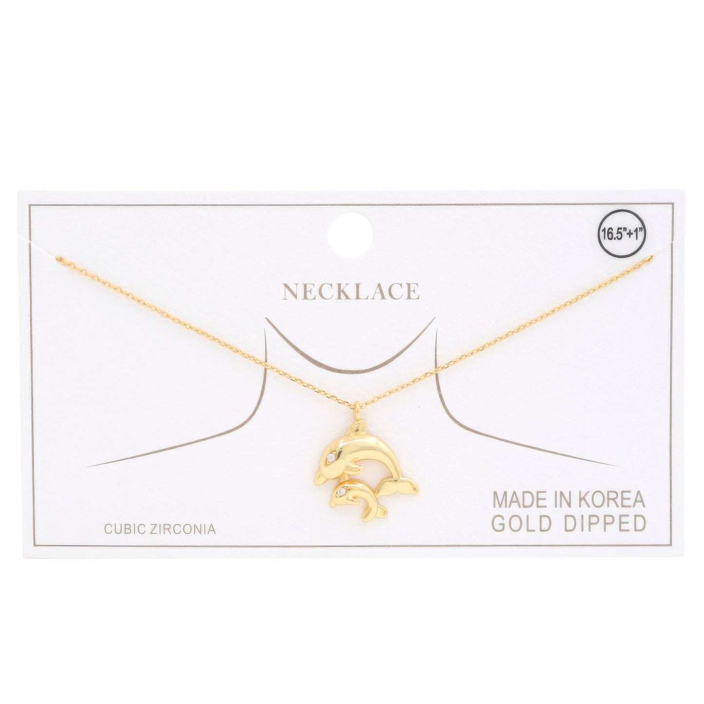 Double Dolphin Charm Gold Dipped Necklace - ShopEasier