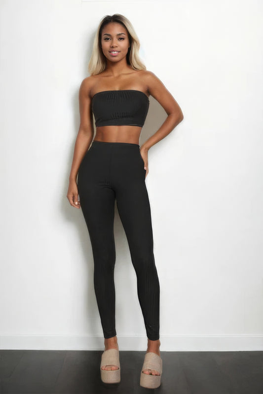 Ribbed Tube Top & Leggings Set - ShopEasier