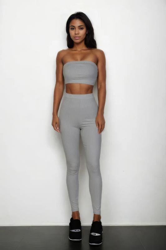 Ribbed Tube Top & Leggings Set - ShopEasier