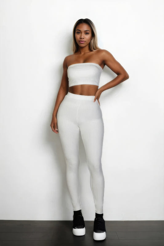 Ribbed Tube Top & Leggings Set - ShopEasier