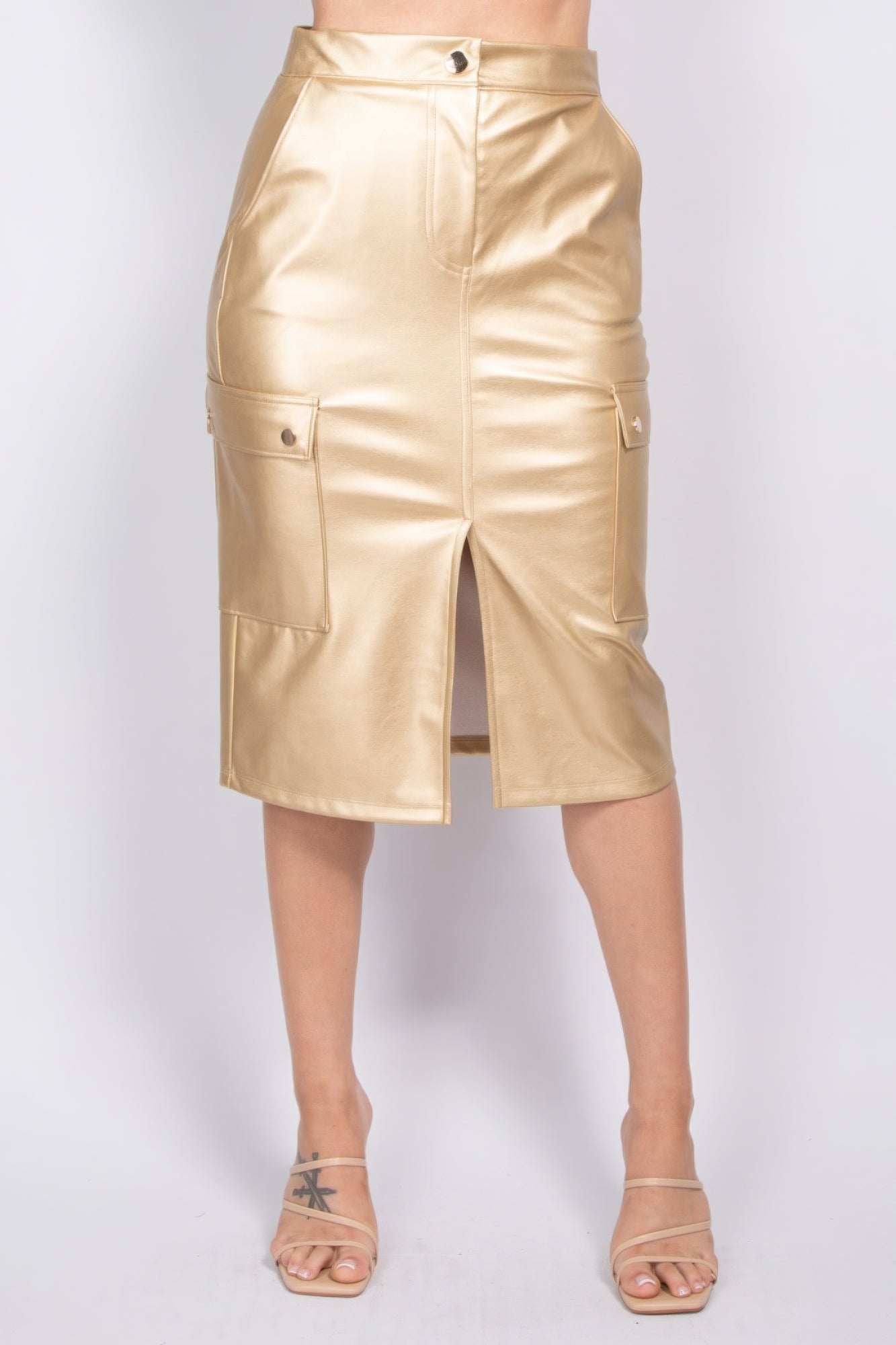 Faux Leather High-rise Cargo Skirt - ShopEasier