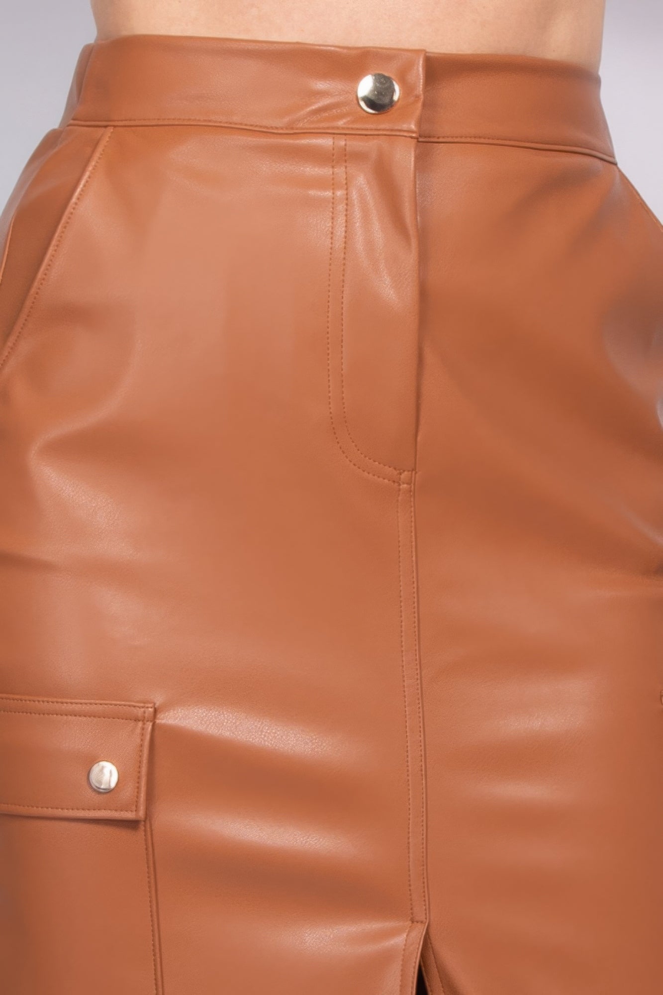 Faux Leather High-rise Cargo Skirt - ShopEasier