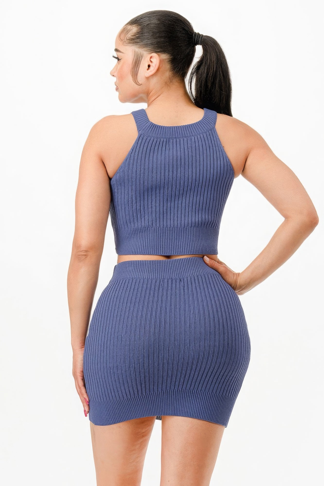 Halter Neck Tank Top And Bodycon Mini Skirt Set - ShopEasier