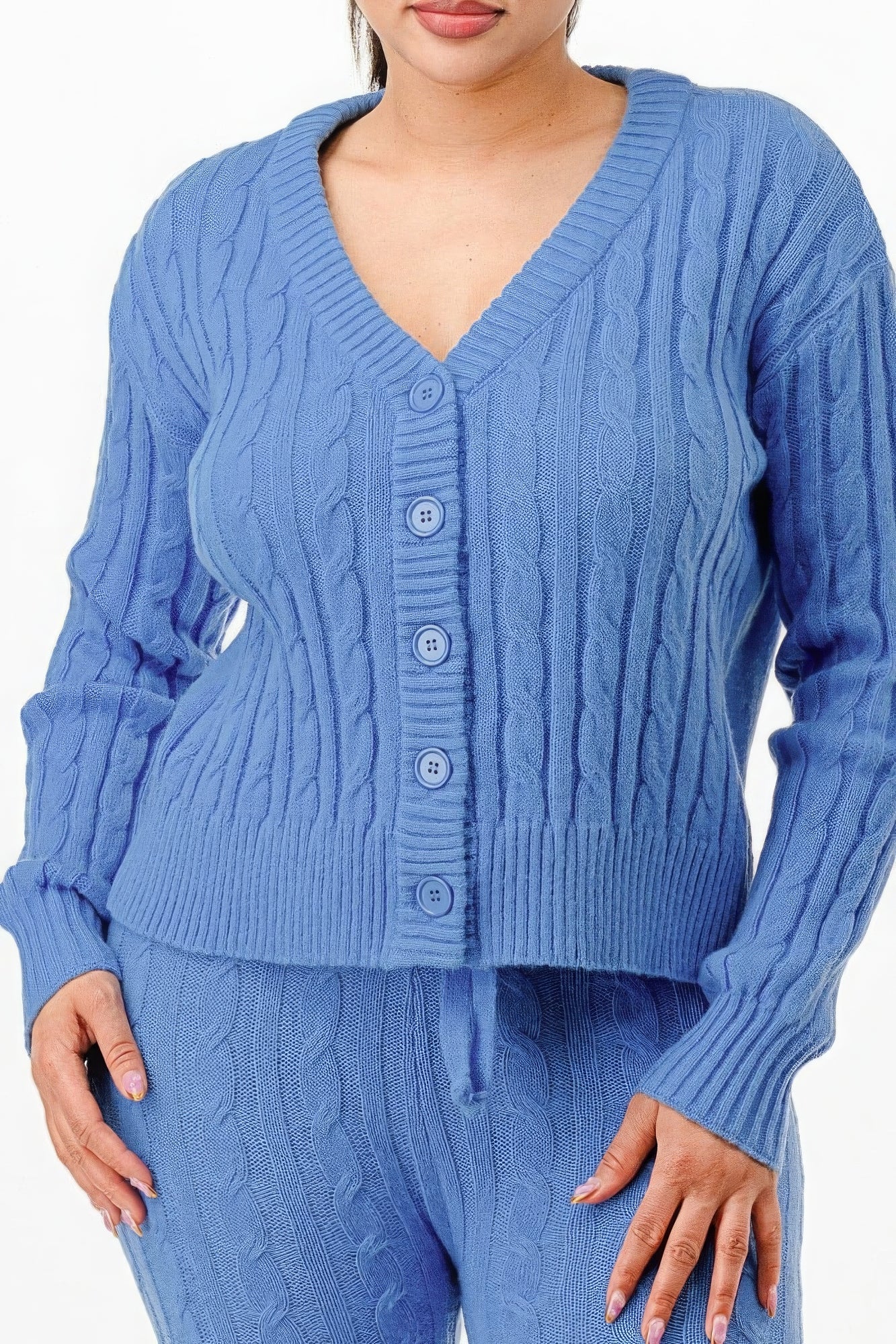 Cable Sweater Cardigan 2pc Set - ShopEasier