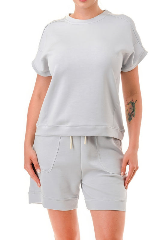 Air Cotton Monochrome Tee And Shorts Set - ShopEasier