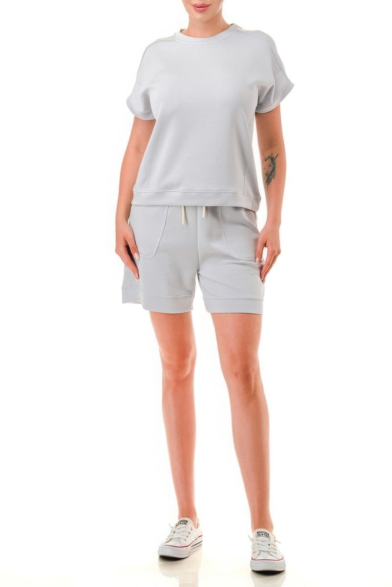 Air Cotton Monochrome Tee And Shorts Set - ShopEasier