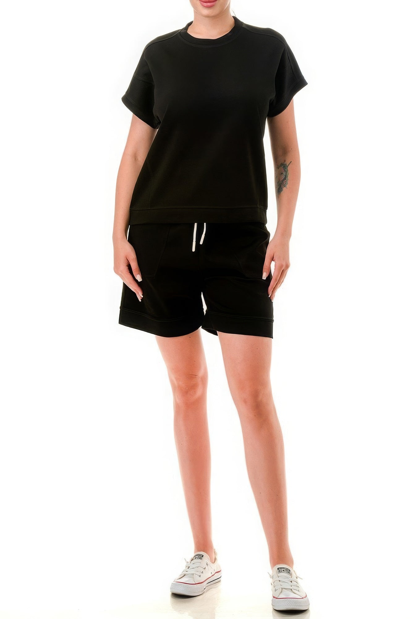 Air Cotton Monochrome Tee And Shorts Set - ShopEasier