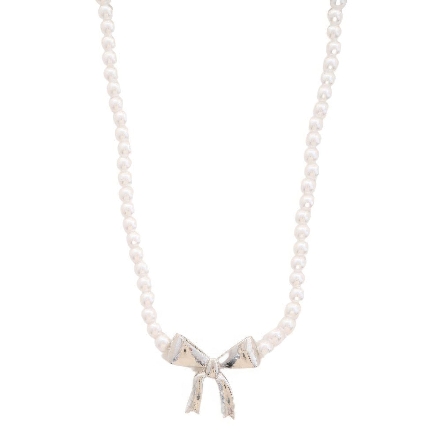 Pearl Ribbon Bow Pendant Necklace - ShopEasier