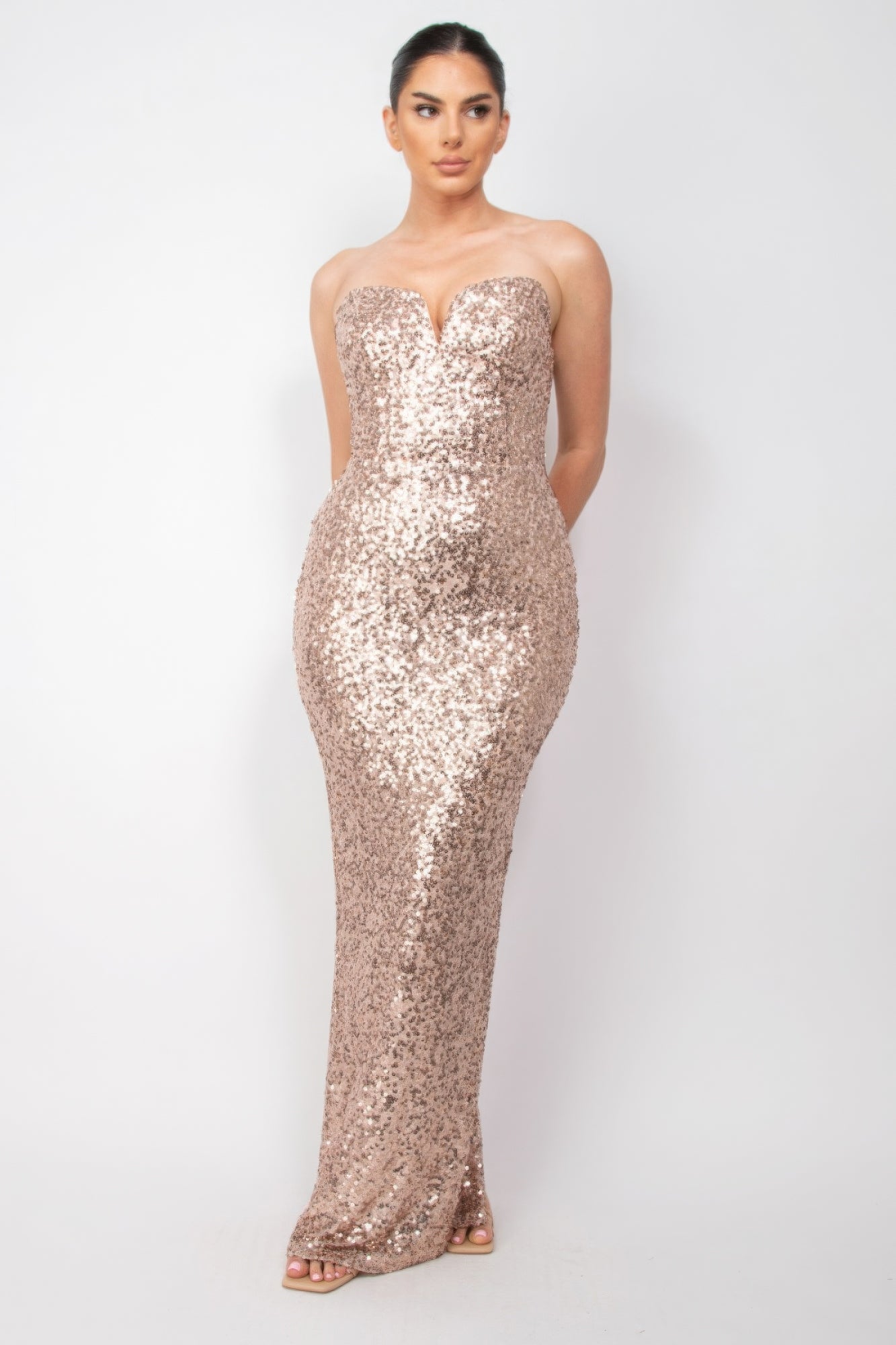 Sequin V-bar Crisscross Tube Dress - ShopEasier