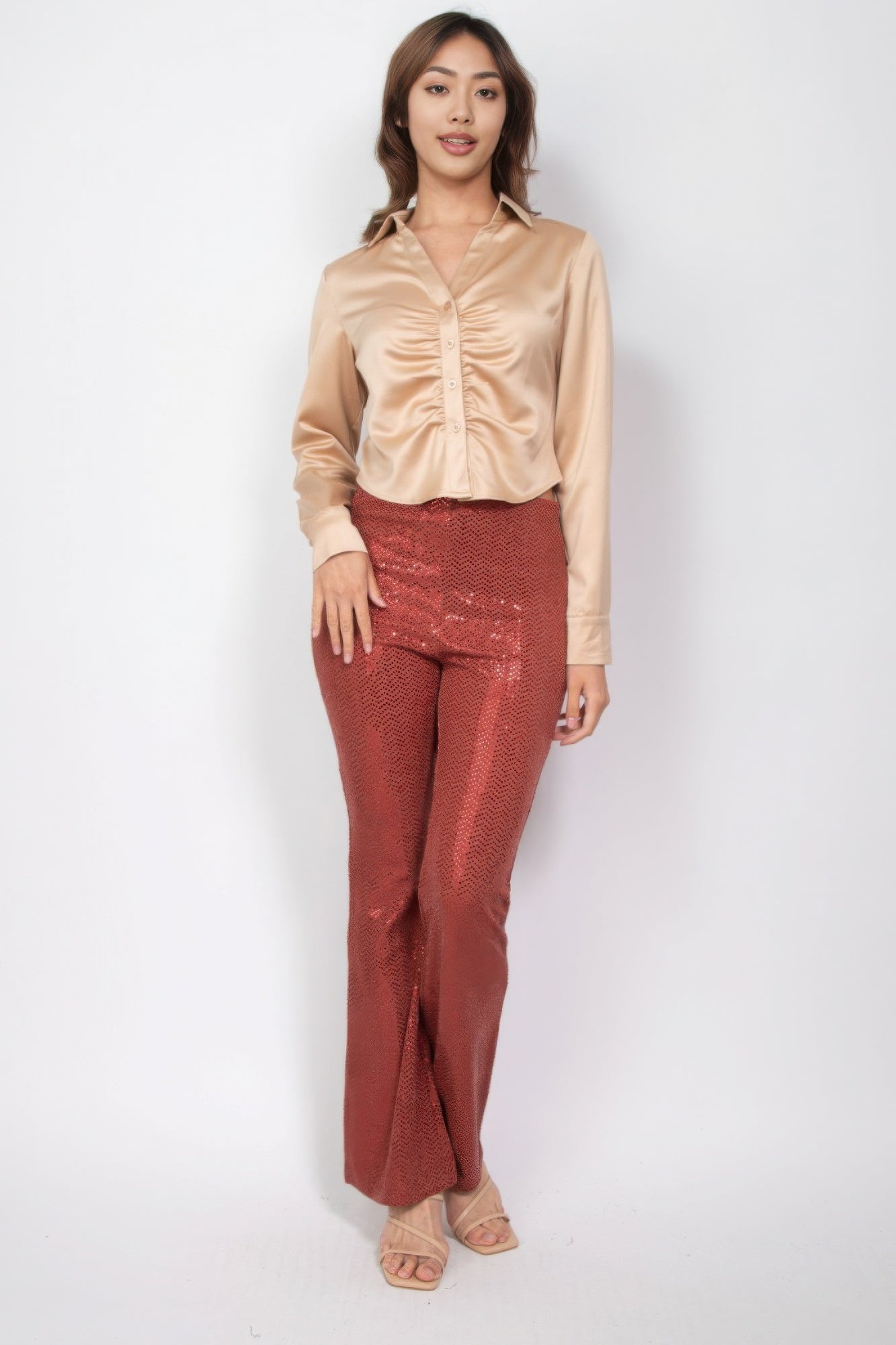 Sequined Fit & Flare Midrise Pants - ShopEasier