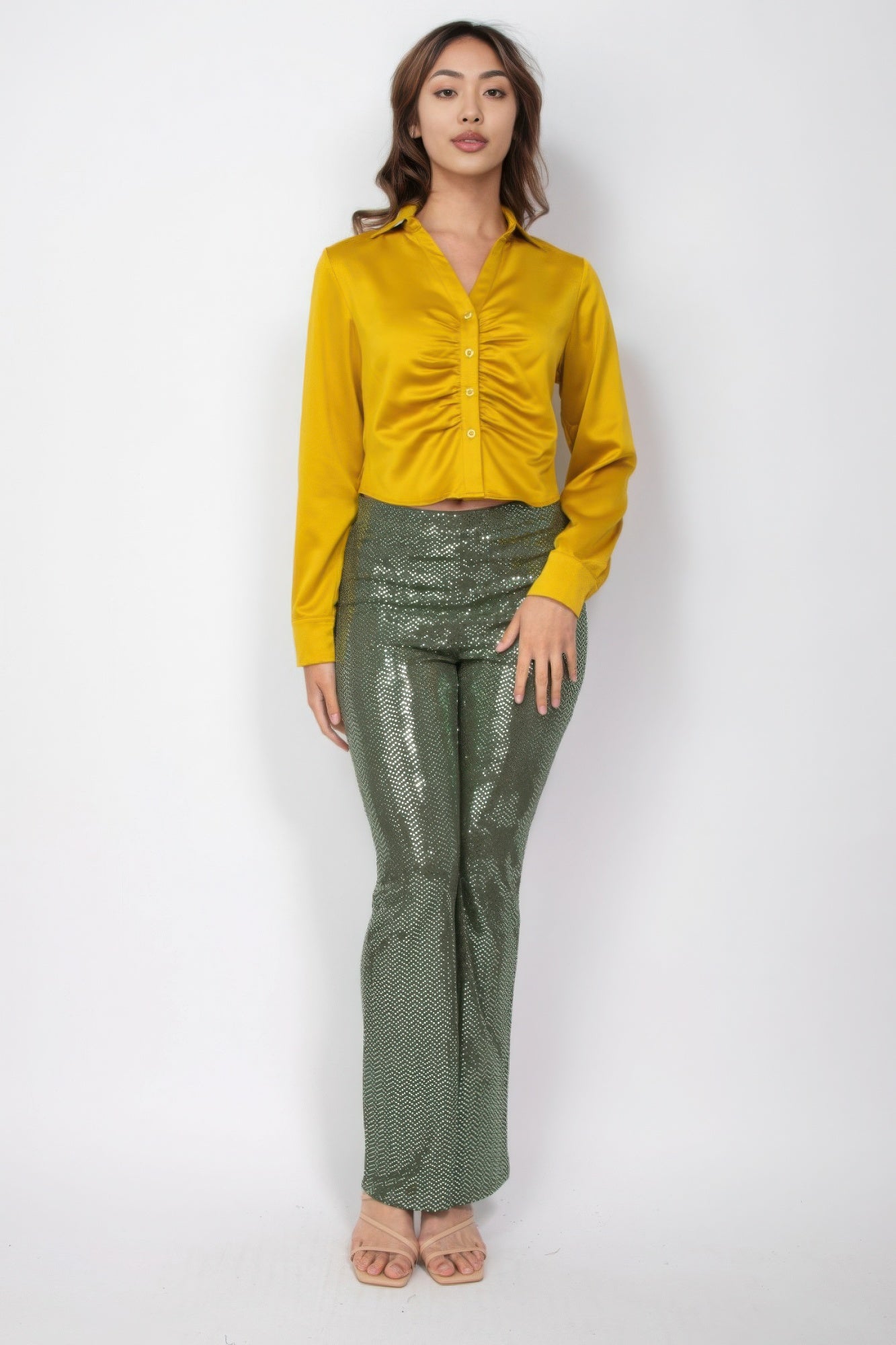 Sequined Fit & Flare Midrise Pants - ShopEasier