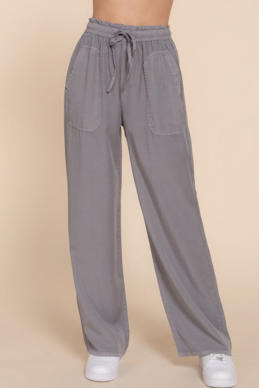 Elastic Waist Tencel Long Pants - ShopEasier