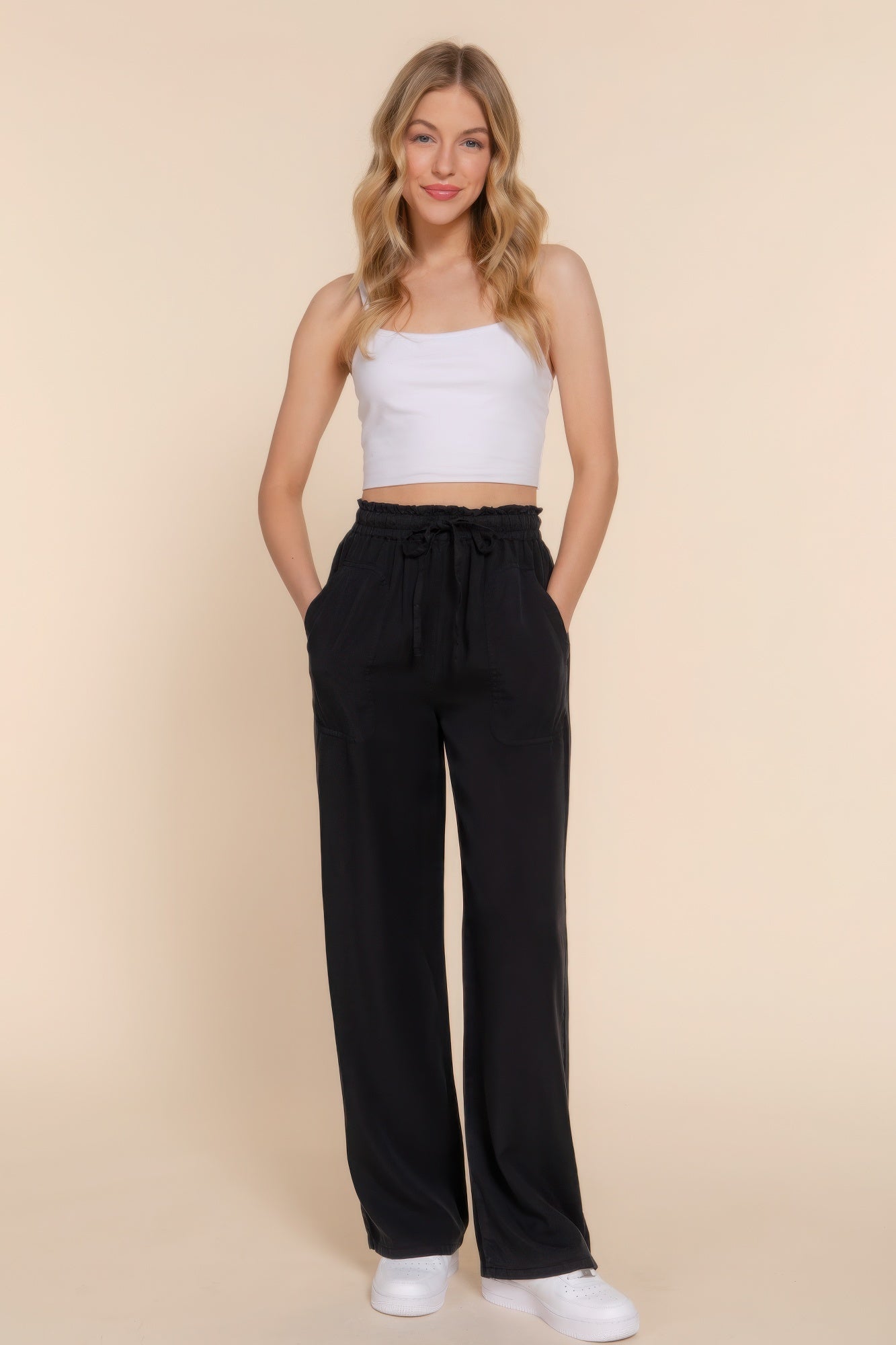 Elastic Waist Tencel Long Pants - ShopEasier