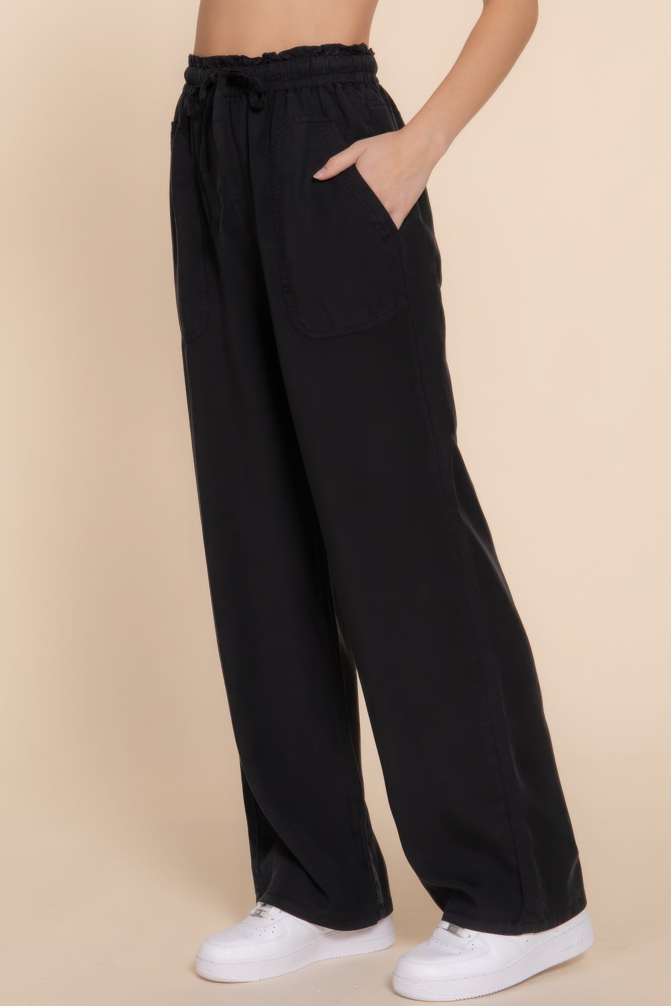 Elastic Waist Tencel Long Pants - ShopEasier