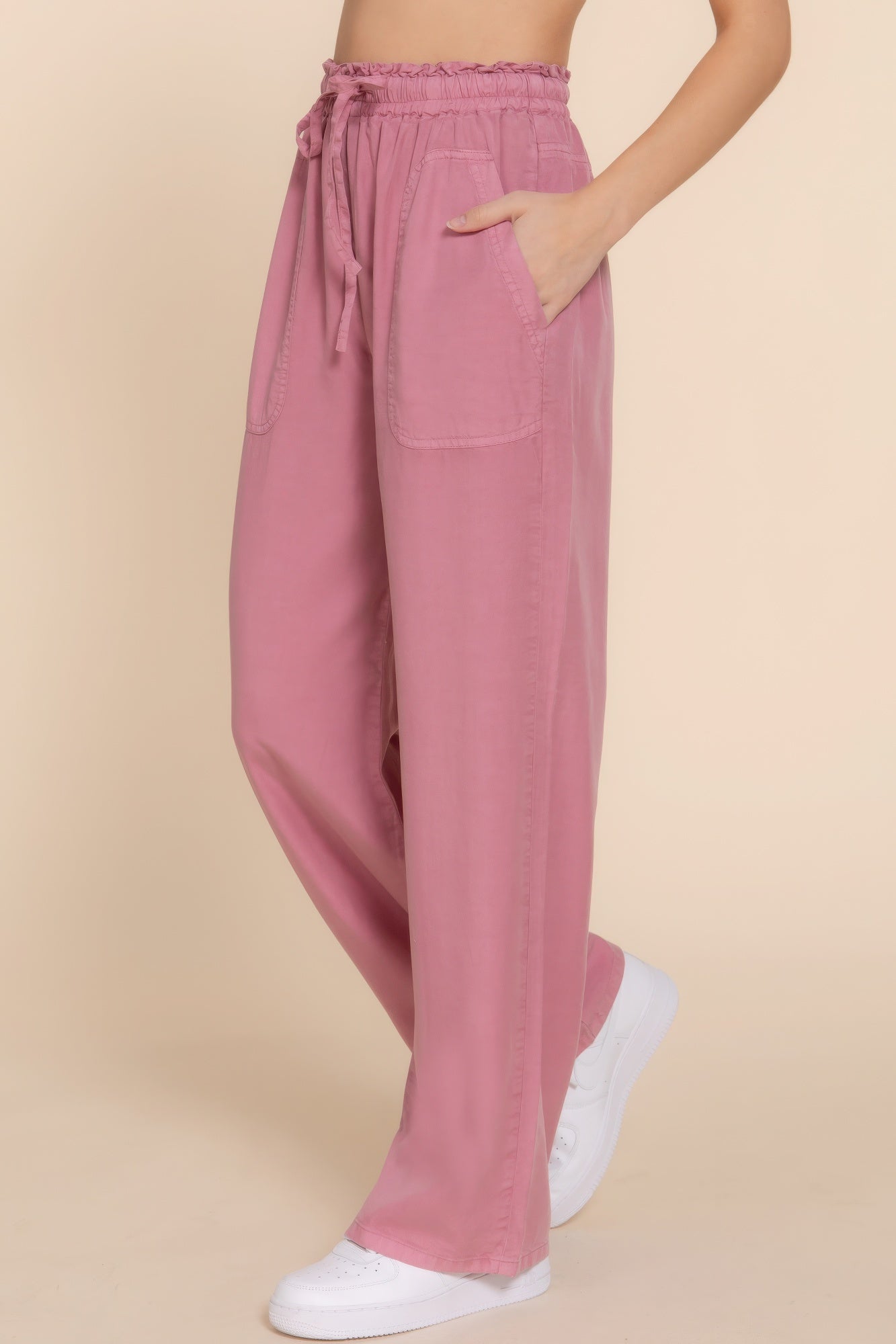 Elastic Waist Tencel Long Pants - ShopEasier