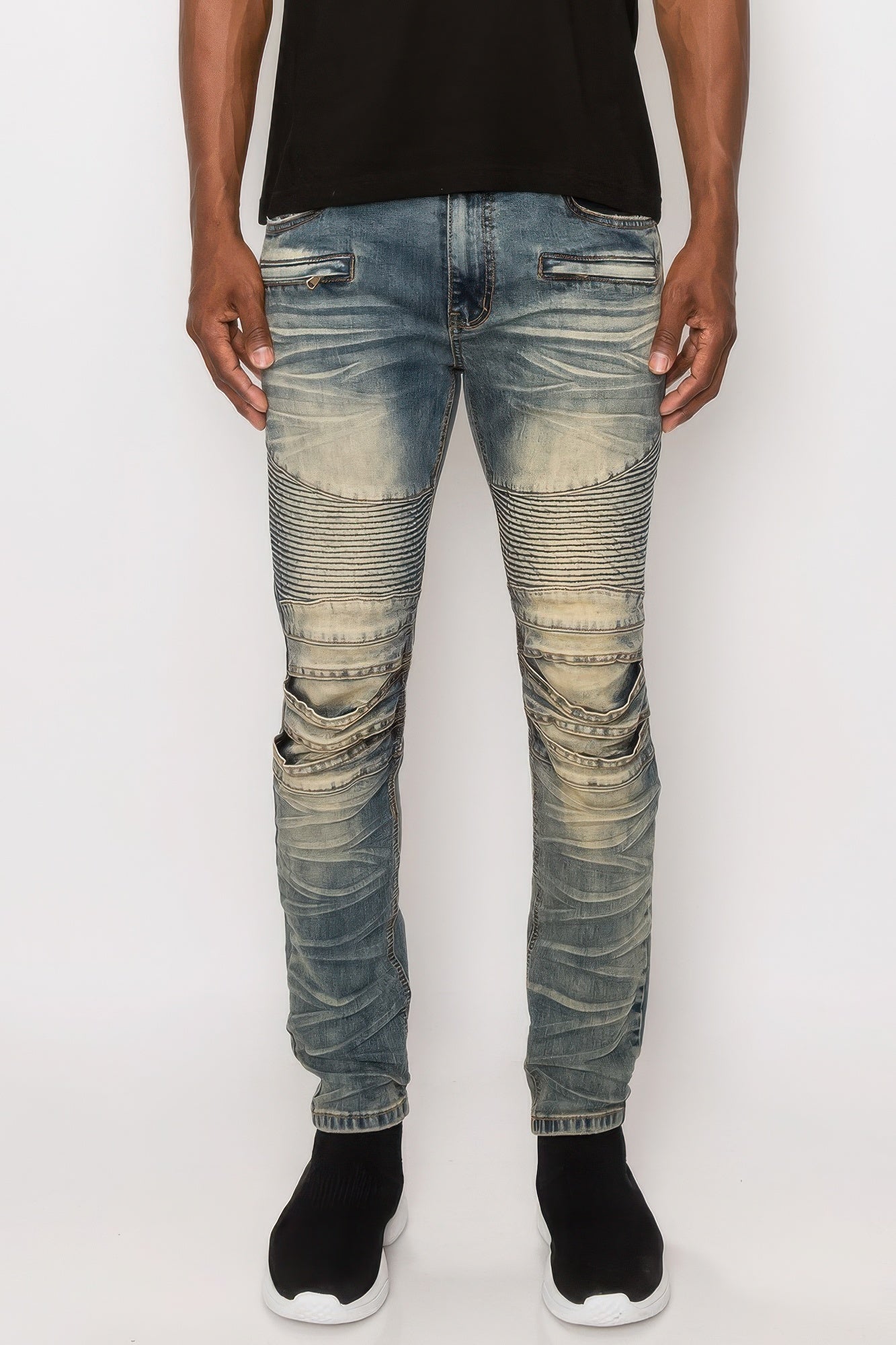 Men's Slim Fit Biker Denim Trousers