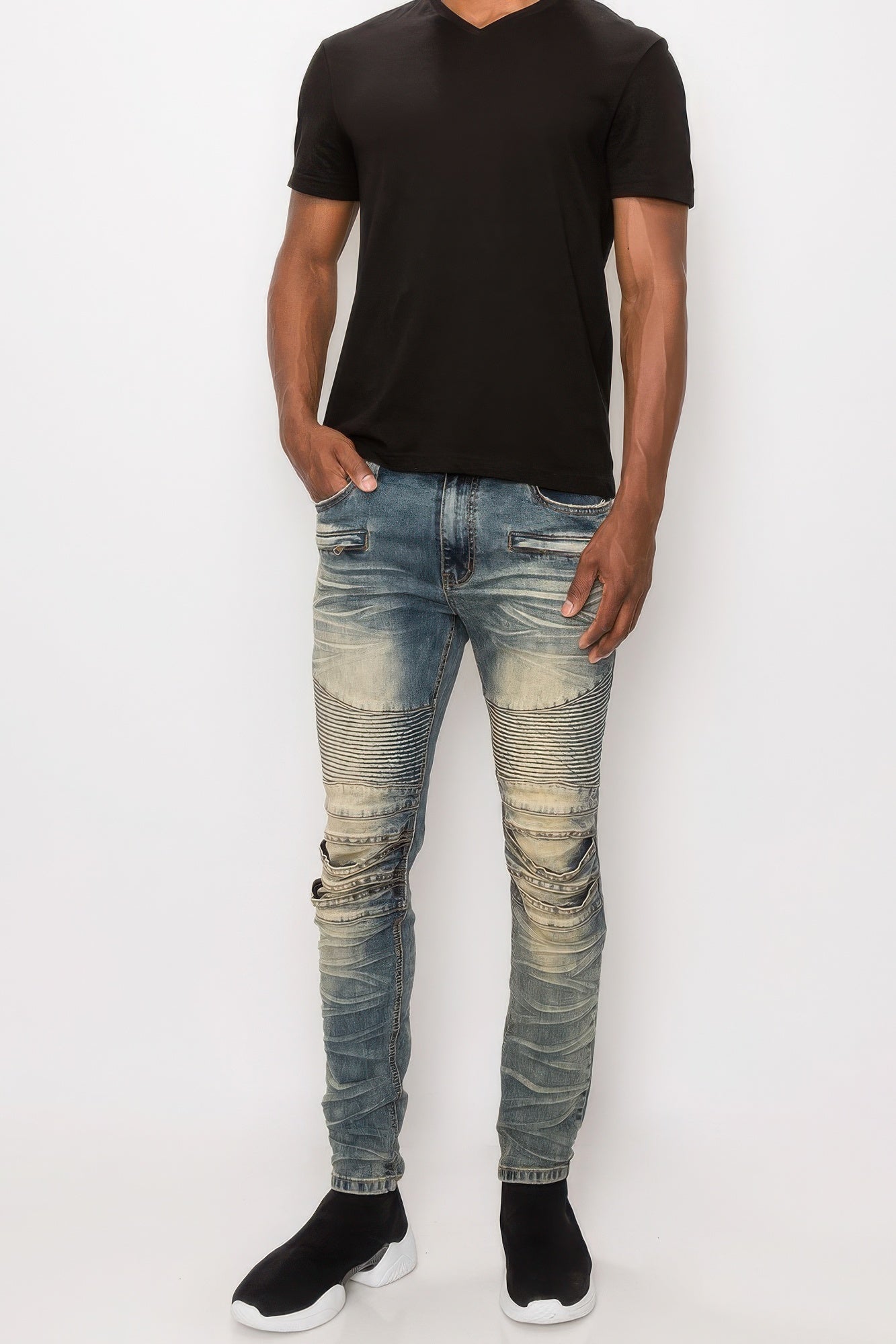 Men's Slim Fit Biker Denim Trousers