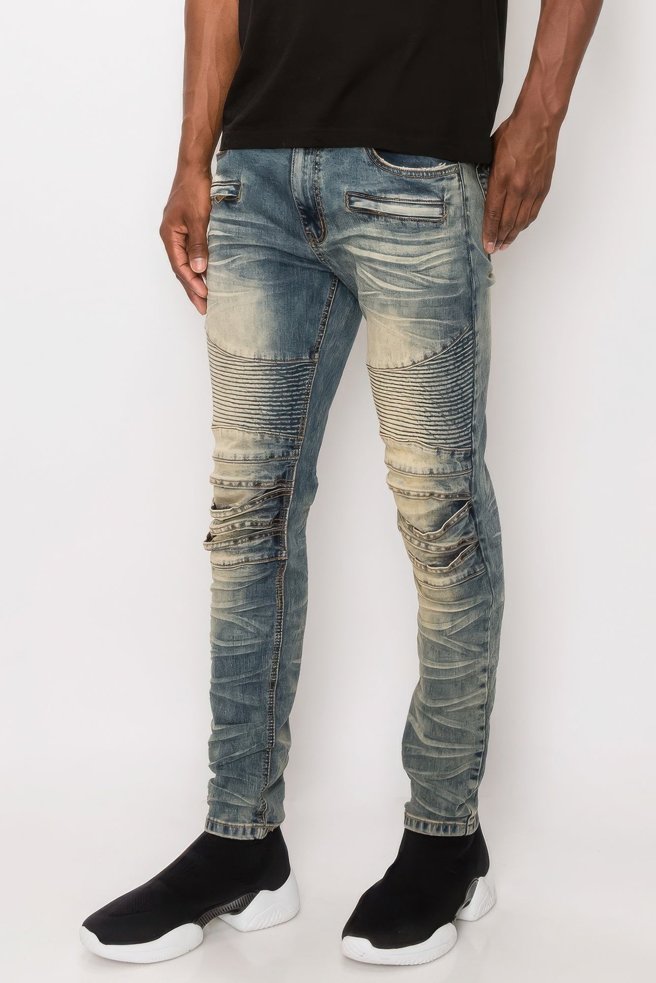 Men's Slim Fit Biker Denim Trousers