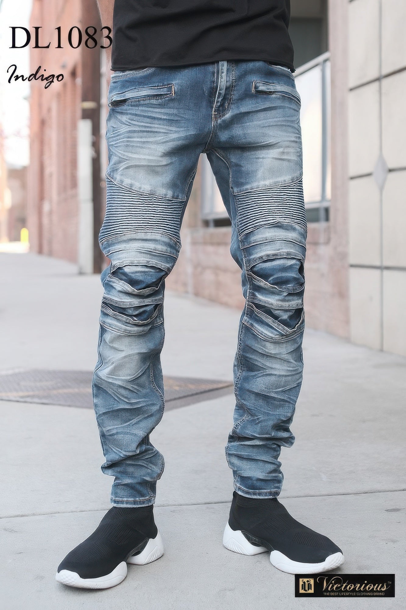 Men's Stylish Creased Biker Jeans